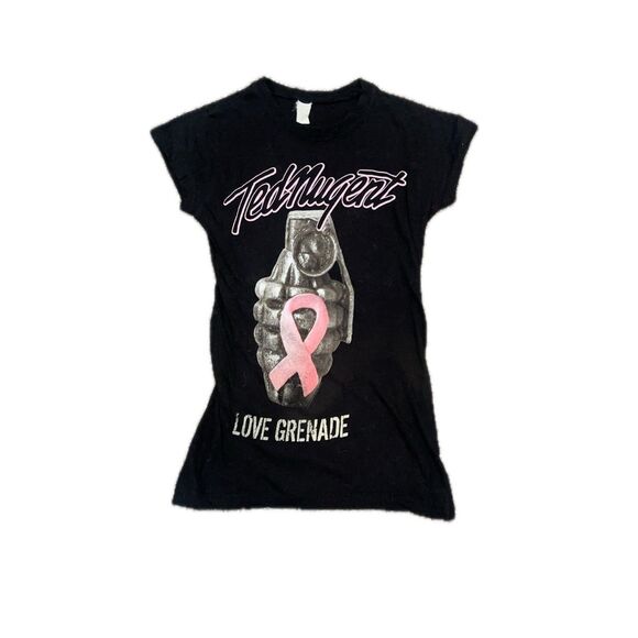 TED NUGENT LOVE GRENADE ALBUM COVER WOMEN'S BLACK CONCERT T-SHIRT SIZE M - Picture 1 of 6
